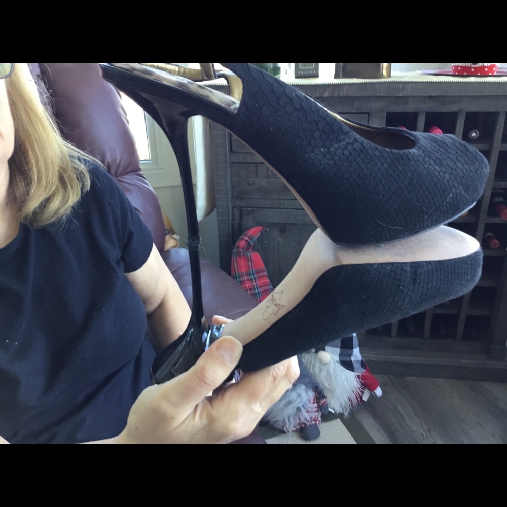 Sam Edelman black reptile sling back heels - Picture 3 of 4